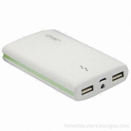 Dual-USB Port Wireless Power Bank with 6,600mAh Capacity, 5V DC/1A Input